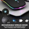 Wireless mouse with built-in battery, no clicking sound, Wireless Mouse , easy to use, beautiful lights, lightweight, beautiful design Metal Gray Color. 