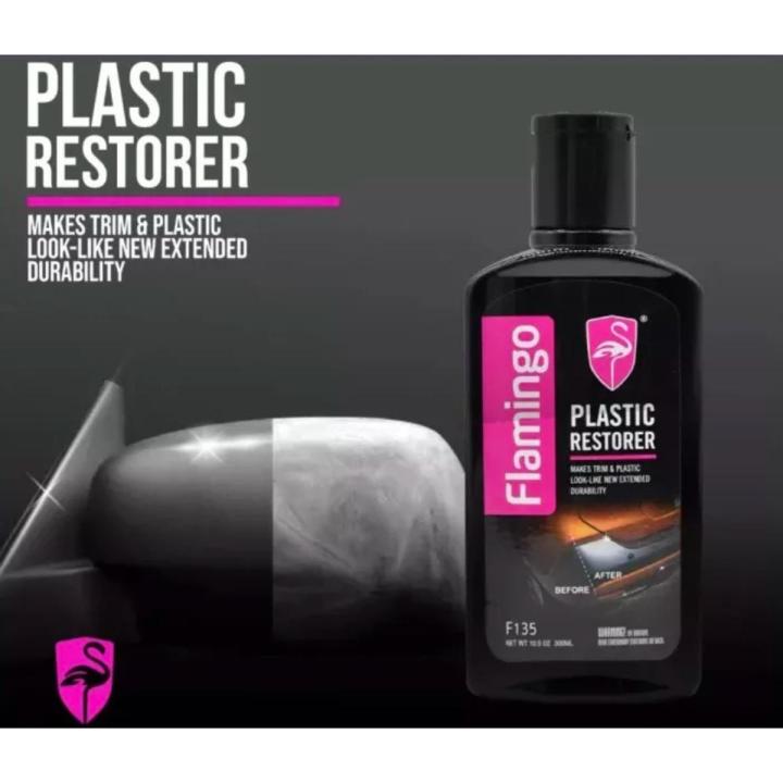 Flamingo ကော်မဲဆေးဘူး  - Plastic Restorer 300ml (Clean & Shine)