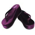 Thin Ya Nant Women's Myanmar Traditional Velvet Court-FlipFlop 1/2- Dark Purple. 
