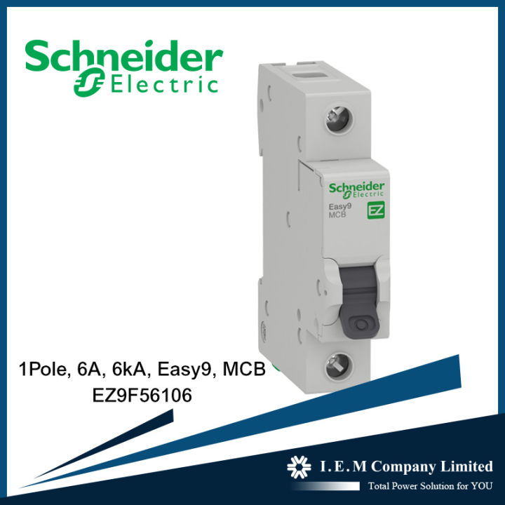 Schneider 1Pole, 6A, 6kA, MCB, Easy9, C Curve Schneider Miniature Circuit Breaker
