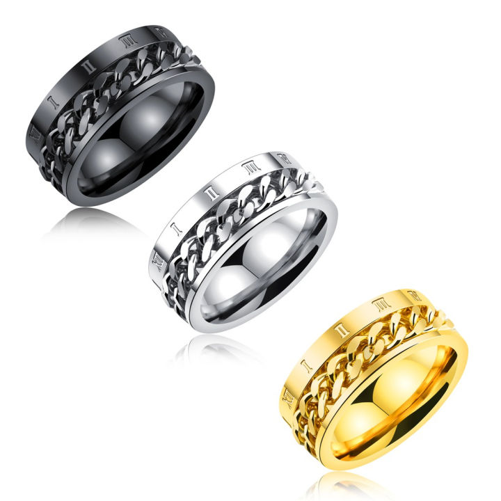 Stackable Chain Ring Design Man ( Preorder ) OLEVS Men's Ring Stainless Steel Roman Numerals Unique ...