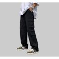Yolen : Men's cargo pants with large pockets, loose solid color casual trousers men's work pants ဘောင်းဘီ. 