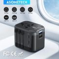 ASOMETECH International Travel Adapter USB Charger 2 USB and 2 Type C Port All-in-one Wall Charger for US EU UK AUS Travel. 