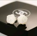 Mother of Pearl 8mm Rose Carved 3D Flower 925 Silver Push Type Studs သဘာဝ ကနုကမာ 3Dပန်း ပန်းပု နားကပ်. 