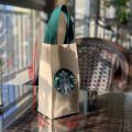 Starbucks Canvas Water Bottle Bag Thermos Mug Canvas Tote Bag. 