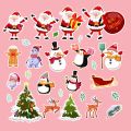 Merry Christmas Cute Water Proof Sticker - 50 Pcs in Pack. 