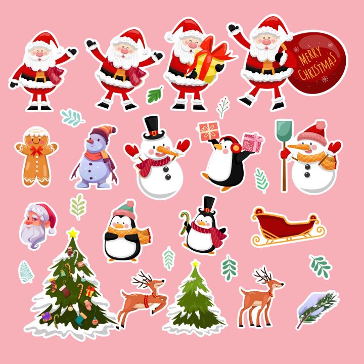 Merry%20Christmas%20Cute%20Water%20Proof%20Sticker%20-%2050%20Pcs%20in%20Pack%20-%20Image%203