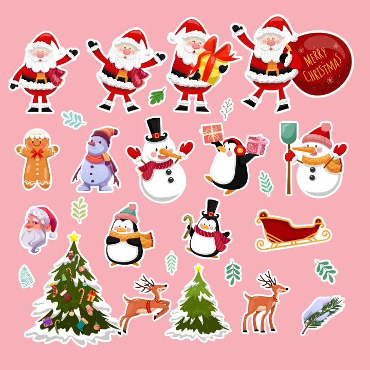 Merry%20Christmas%20Cute%20Water%20Proof%20Sticker%20-%2050%20Pcs%20in%20Pack%20-%20Image%203