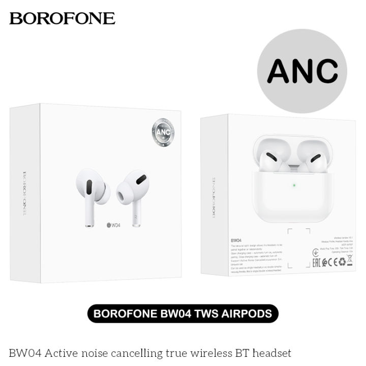 BOROFONE BW04 TWS ANC Airpods Pro Active Noise Cancelling True Wireless Bluetooth Headset BT 5.1 ANC With Microphone Touch Control HD Stereo Sports In-Ear Noise Canceling TWS True Wireless Earbuds Bluetooth