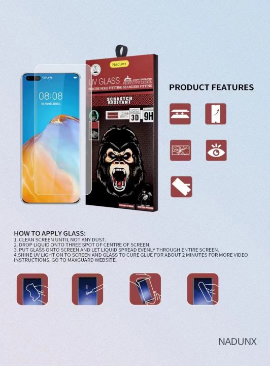 Nadunx%20"Xiaomi%20CC9%20Pro%20/%20Mi%20Note%2010"%20Screen%20Protector%20Tempered%20Glass%20Premium%20Nanoscale%20UV%20Light%20Curved%20Liquid%20Glass%20Screen%20Protector%20-%20Image%203