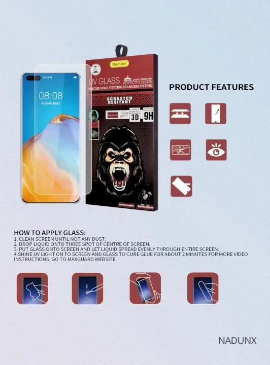 Nadunx%20"Xiaomi%20CC9%20Pro%20/%20Mi%20Note%2010"%20Screen%20Protector%20Tempered%20Glass%20Premium%20Nanoscale%20UV%20Light%20Curved%20Liquid%20Glass%20Screen%20Protector%20-%20Image%203