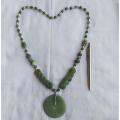 Jade Long Necklace with Pendant, ကျောက်စိမ်း ဆွဲကြိုးရှည် ဆွဲသီးဝိုင်းပါ၊. 