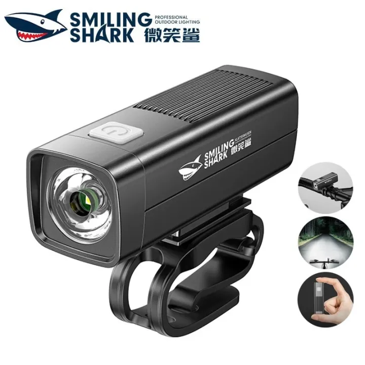 Smiling Shark Multifunctional Ultra Bright 3 Modes LED Bike Light USB Rechargeable Handlebar Mounted Bicycle Headlilght Riding Light for Outdoor Cycling Camping (Model:QX-D421)
