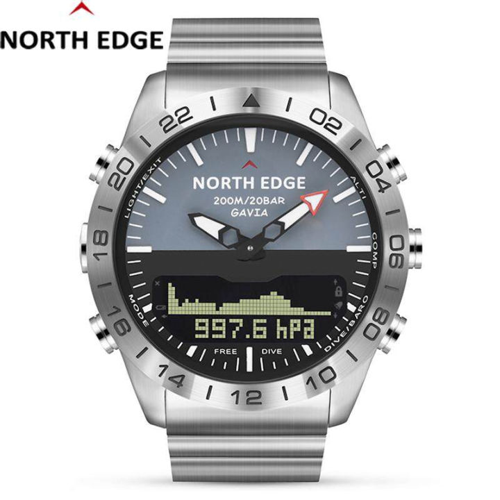 (Preorder)NORTH EDGE GAVIA2 Men Diving Sports Digital Watch Men Outdoor Smart Watch Military Army Luxury Full Steel Business Waterproof 200M Altimeter Barometer Compass Diving Calorie Temperature