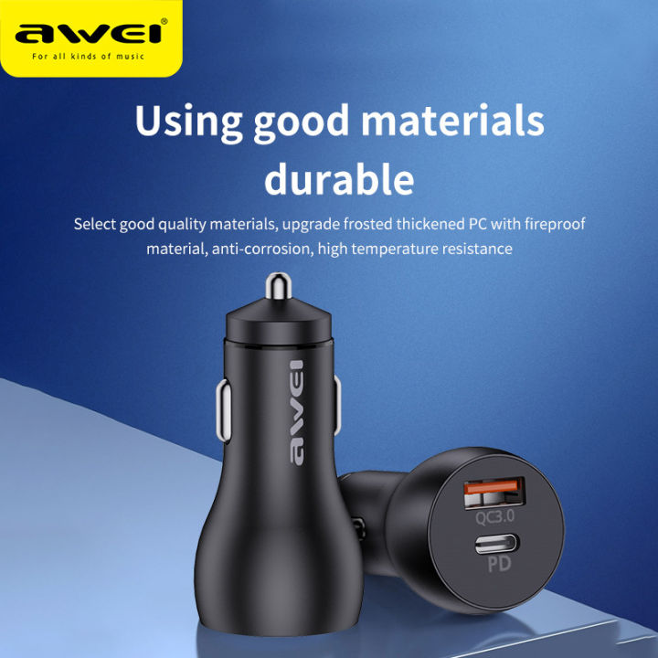 (Preorder)%20Awei%20C-825/C-822%2018W%20Mini%20Car%20Charger,%20PD%20QC%203.0,%202%20USB-A/Type-C%20Ports,%20Alcomm%20Quick%20Charge,%20iPhone%2012,%20Xiaomi,%20Huawei,%20Universal%20Devices%20-%20Image%205