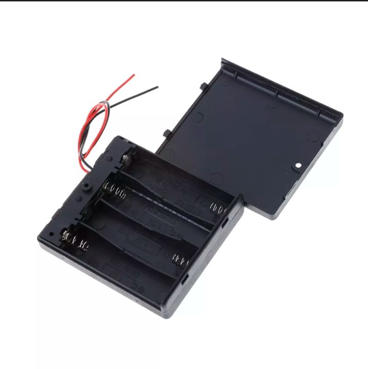 AA Battery Holder 4 Slot with Cover and On/Off Switch