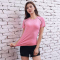 (Preorder) Sexy short-sleeved yoga t-shirt for women, quick-drying, breathable, sweat-absorbent, polyester, summer 2023, yoga clothes for beginners.. 