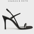 [Charles & Keith] Singapore Preorder Textured Gem-Embellished Strappy Sandals/ Fashion / Women / Shoes /Heeled Sandals. 