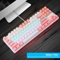 Tech Infinite JK-929 Mechanical Keyboard  87 Keys Wired Mechanical Keyboard Mixed Light Mechanical Keyboard with Mechanical Blue Switch Suspension Button Mechanical Gaming Keyboard, Mixed Light Gaming Keyboard Computer for Desktop Laptop (Blue, Pink). 