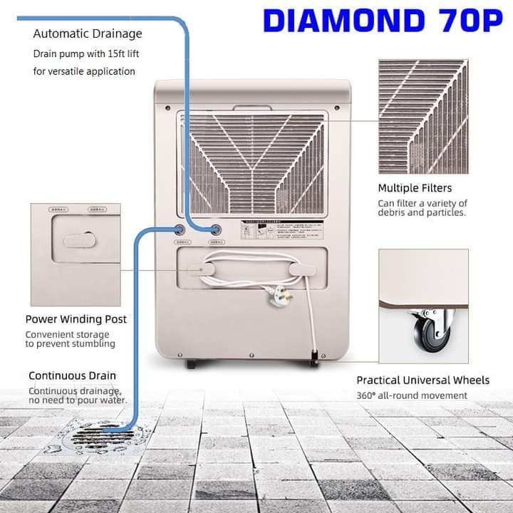 Diamond%2070P%20%7C%20Commercial%20Dehumidifier%20with%20Pump%2070L/Day,%20820W%20,%20Up%20to%201400sqft(360m%C2%B3),%20Ionizer%20,15ft%20Drain%20Pump%20,%20WiFi%20App%20Control%20-%20Image%208