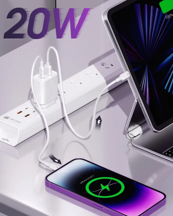 USB%20C%20Wall%20Charger%2020W%20Type%20C%20Fast%20Charger%20Block%20Plug%20Dual%20Port%20PD%20+%20QC3.0%20USBA%20Charging%20Brick%20Cube%20-%20Image%206