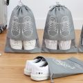 DANQLO: Shoes Bag Travel Box Storage Bag Portable Suitcase Case Transparent Drawstring Shoe Organizer Bag Dustproof Pocket 43.5 x 34 cm Grey. 