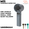 Tech Infinite M11 Handheld Fan with 1 - 120 Wind Speed 1800mAh High Speed Handheld Fan Turbine Handheld Violent Fan Adjustable Mini Fan Outdoor Carry Adjustment and LED Display Rechargeable Desk Fan Mini Turbo Blower, Portable Handheld Turbo Fan. 