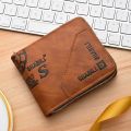 Vintage Men's Zipper Wallet PU Leather Short Coin Purse Business Man Card Holders. 