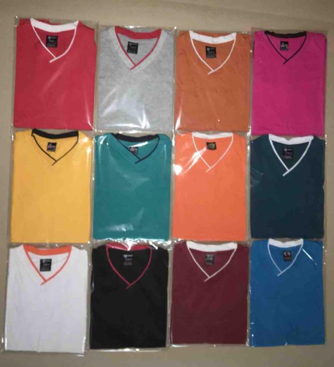 V Collar Cotton T-Shirts (12pcs/12color)