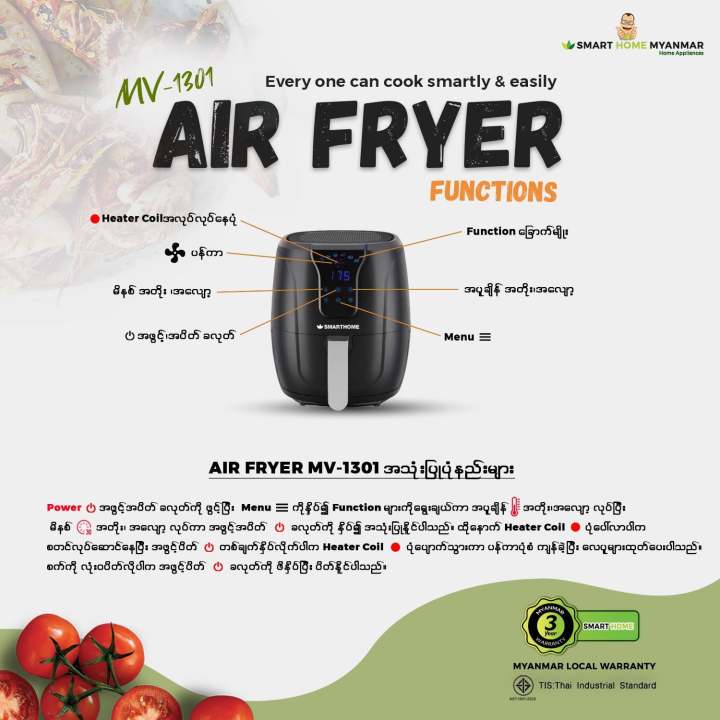 SMART%20HOME%20Air%20Fryer%204.5L%20Black(MV-1301)%20-%20Image%205