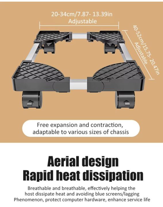 Adjustable%20Computer%20Tower%20Stand%20with%20Rolling%20Caster%20Wheels%20Mobile%20PC%20Holder%20Tower%20Stand%20Under%20Desk%20Fit%20-%20Image%203