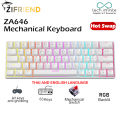 ZIFRIEND ZA646 (64 Keys) 60% Mechanical Keyboard Keyboard RGB Backlit 63 Keys Wired Anti-Ghosting Gaming Keyboard Type-C Keys English Language Available Red Switches Ergonomic Backlit RBG Mechanical for Gaming LED flat low profile key cap detachable cable. 