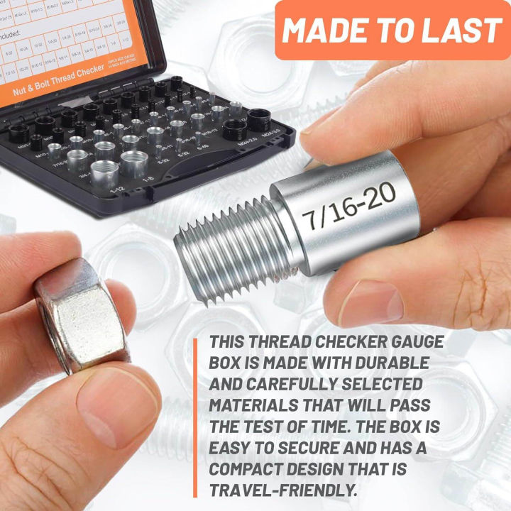 (Preorder) Yieryi 52-piece Thread and Nut Inspection Set, Metric & SAE ...