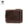 (Preorder)Bullcaptain RFID anti-theft brush zipper card holder men's leather wallet အမျိုးသားသုံးလက်ကိုင်အိတ်. 