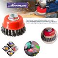 3inch Wire Knotted Cup Brush for Cleaning Metals , rush , connectable with Grinder and Rotary Hammer machine. 
