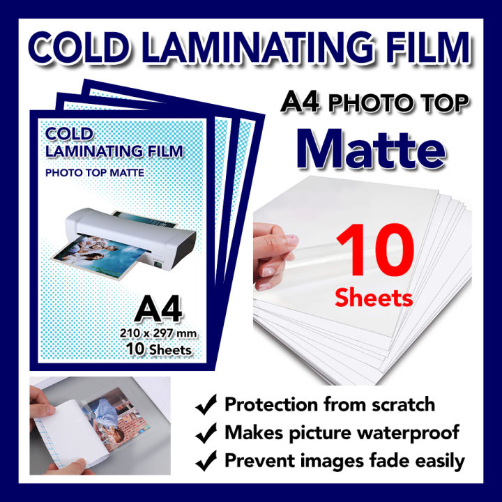 Cold Laminating Self Adhesive Film  A4 Matte  10 Sheet  Photo Protect Waterproof Plastic Film  Photo Top Sticker Sheet Transparent Surface