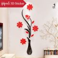 နံရံကပ် အလှဆင် 3D Stickers Vase Creative Design Acrylic Wall Stickers For your home. 
