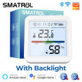 (Preorder)SMATRUL Wifi Temperature and Humidity Sensor with Backlight LCD Display, Smartlife/Tuya Smart Real-time monitoring Intelligent Scen e linkage Timing function For Home Greenhouse Support Alexa Google Home Assistant. 
