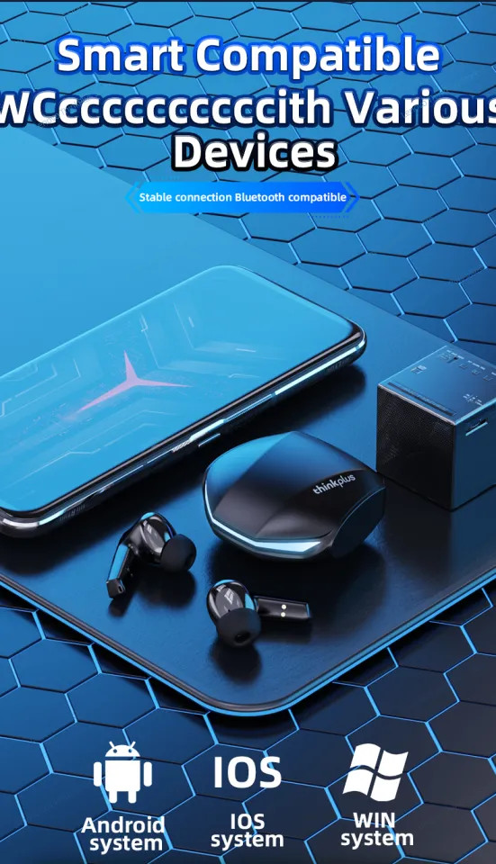 Auricolari Wireless Lenovo GM2 PRO, Bluetooth 5.3, Cancellazione Rumore, Bassa Latenza. Cuffie In-ear Stereo Per Gaming E Musica. Resistente All'acqua.
