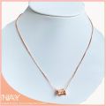 [Nay Jeweller] Sparkling Cylinder Pendant Rose Gold Plated 925 Sterling Silver Necklace. 