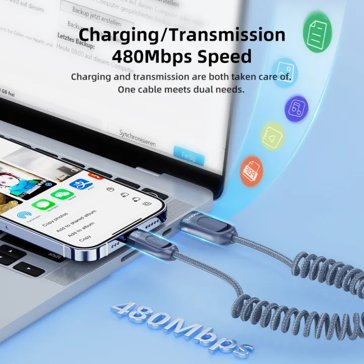 (Preorder)%C2%A0%20Toocki%20Retractable%20Spring%20USB%20Data%20Cable%20LOS%20Fast%20Charging%20USB%20Cable%201.8m%20LED%20Indicator%20Light%20for%20Samsung%20Xiaomi%20Huawei%20-%20Image%206