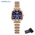 (Preorder) Crrju Casual Quartz Wristwatch Stainless Steel Square Small Waterproof Luxury Sports Fashion Ladies Watch 5014  အမျိုးသမီး လက်ပတ်နာရီ. 