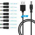 11 in 1 Universal 5V USB to DC Jack Charging Cable Power Cord with 11 Interchangeable Plugs Connectors Adapter. 