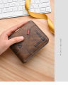 Vintage Men's Zipper Wallet PU Leather Short Coin Purse Business Man Card Holders. 