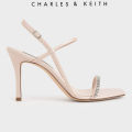 [Charles & Keith] Singapore Preorder Textured Gem-Embellished Strappy Sandals/ Fashion / Women / Shoes /Heeled Sandals. 