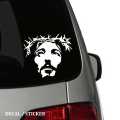 Jesus Face Crown Of Thorns - Laptop, Wall, Car Sticker Decal - HMC027-White. 