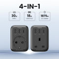 (Preorder) Ugreen 4 in 1 GaN Socket Adapter PD 30W 2 USB A & 1Type c Port & 1 DC Extend Port For Phone PC TV Fan Projector. 