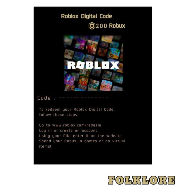 200 Robux Redeem Code Digital Gift Card | Shop.com.mm