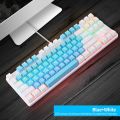 Tech Infinite JK-929 Mechanical Keyboard  87 Keys Wired Mechanical Keyboard Mixed Light Mechanical Keyboard with Mechanical Blue Switch Suspension Button Mechanical Gaming Keyboard, Mixed Light Gaming Keyboard Computer for Desktop Laptop (Blue, Pink). 