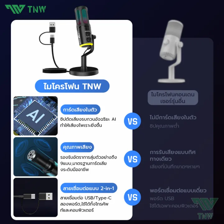 (Preorder)TNW%20K18%20Condenser%20Gaming%20Microphone%20RGB%20Light%20USB%20Computer%20Microphone%20Clear%20Sound%20No%20Noise%20For%20Streaming%20Recording%20-%20Image%208